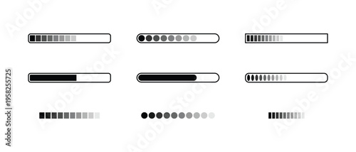 Progress Bars and Loading Indicators Vector UI Icon Design Set