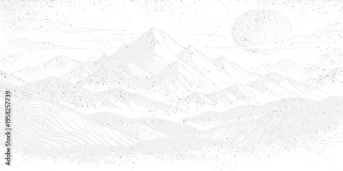 A panoramic winter view of a snowy mountain landscape features frost-covered alpine trees and white ski slopes under a cold sky in the high peaks of the Alps