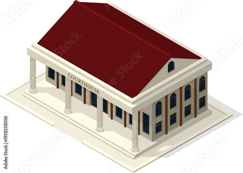 Isometric courthouse building illustration