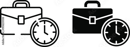 Office hours icon set vector illustrations, vector glyph flat icons, minimal business and workplace concept