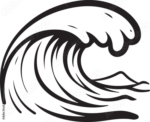 bold black wave icon isolated on white minimalist ocean symbol vector illustration