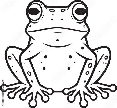 cute black and white frog icon sitting isolated on white background vector illustration