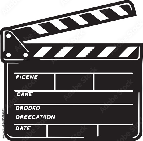 Film clapperboard icon for movie production and video editing projects