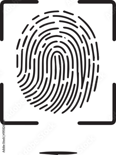 Fingerprint Scanner Icon Isolated on White Minimalist Security Symbol