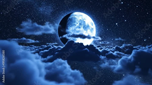 Moon in night sky with clouds