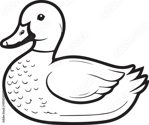 Flat design black and white duck icon isolated on white background