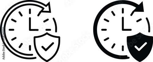 Long Term Protection thin line vector icon set on white background, minimal flat design