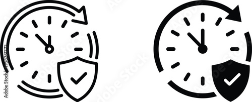 Long Term Protection thin line vector icon set on white background, minimal flat design