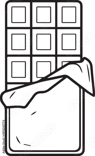 Hand Holding Chocolate Bar Icon with Bold Outline in Black and White