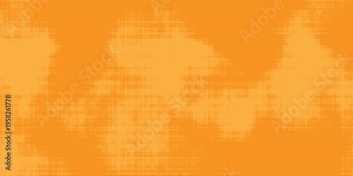 Orange abstract halftone background with dotted gradient effect. Comic pop art style pixel texture overlay