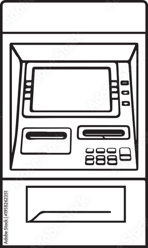 minimalist atm machine icon isolated on white background vector illustration