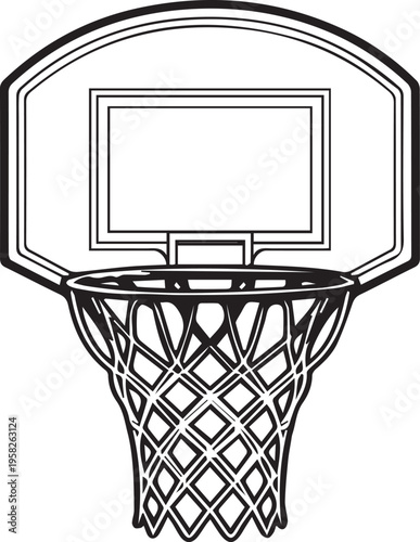 Minimalist basketball hoop icon isolated on white background vector illustration