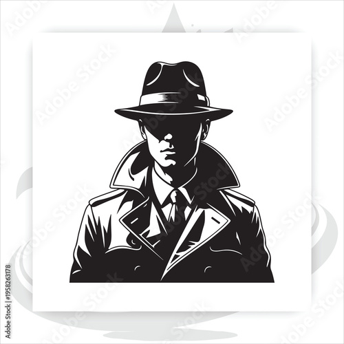 Shadowy Figure: A mysterious person dons a stylish hat and coat, hinting at intrigue, secrets, and a touch of noir.