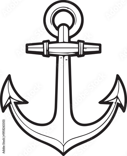 Minimalist black anchor icon isolated on white background vector illustration