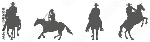 Cowboy silhouette vector illustration isolated on white background