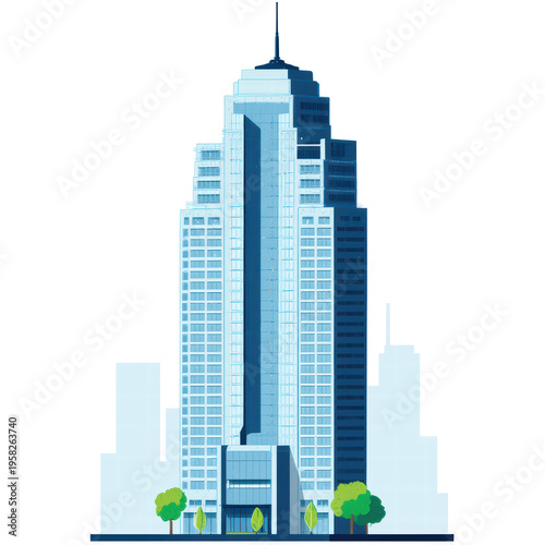 Modern Skyscraper with a Tree in the Foreground