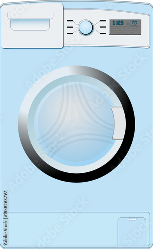 Flat design blue washing machine icon