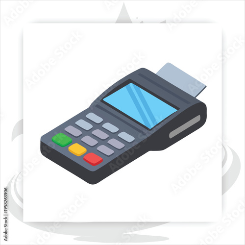 Digital Payment Device: A sleek and modern point-of-sale (POS) terminal, designed for secure and efficient digital transactions, highlighting convenience and technological advancement.