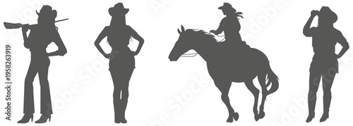 Cowgirl silhouette vector illustration isolated on white background 