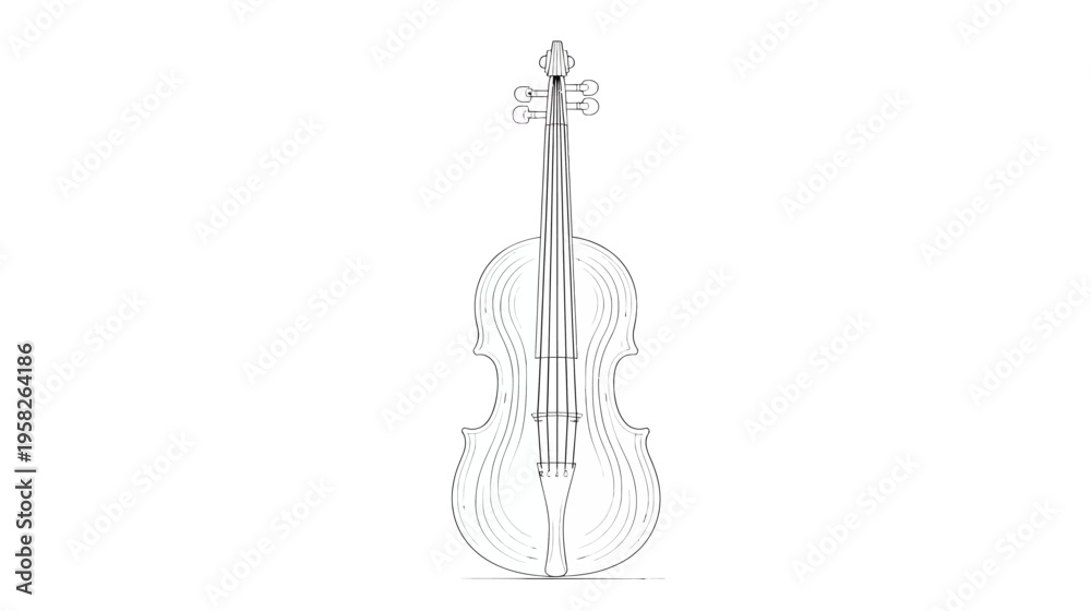 Fototapeta premium A detailed line drawing illustration of a classical stringed instrument, showcasing its components