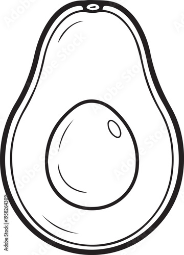 minimalist black and white avocado outline icon isolated on white background