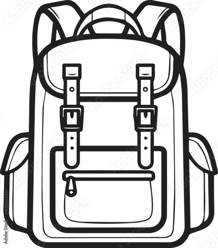 minimalist black and white backpack icon for education and school supplies
