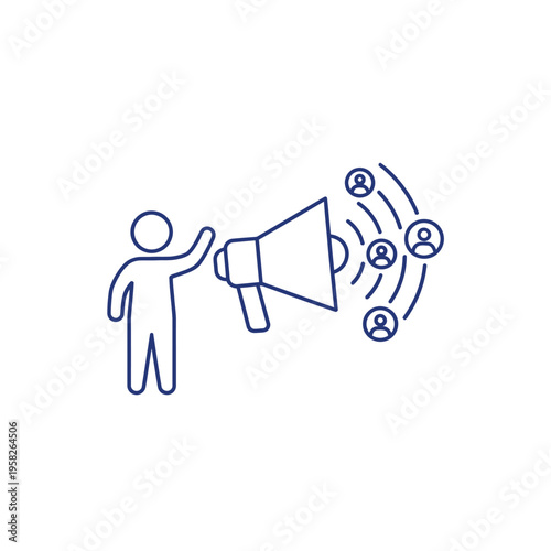 Person with Megaphone Announcing to Group of People.