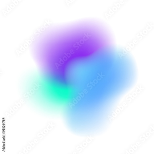 Colorful abstract gradient forms. Dynamical vector modern graphic element with blur edges and iridescent gradient colors, neon light mesh effect. Neon blob isolated on white background.