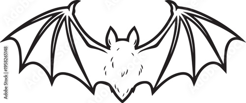 Minimalist Black and White Bat Wings Icon Isolated on White Background