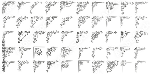 Vector illustration of decorative corner frame set. Vintage corner set. vector frame corners