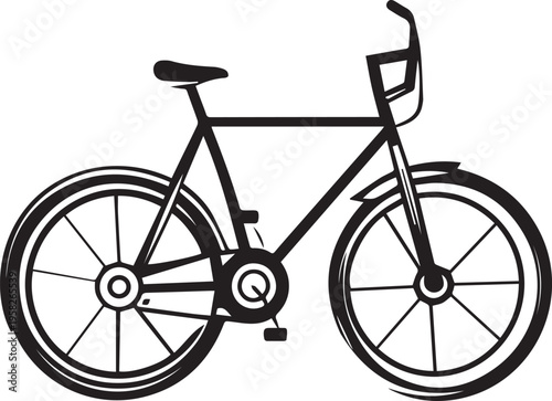 Minimalist black and white bicycle icon isolated on white background