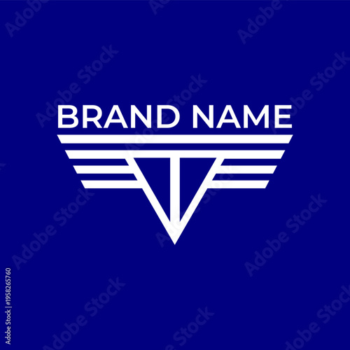T letter and wings logo design concept