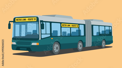 A modern illustration of a city bus highlighting public transportation, showcasing its importance in urban mobility and environmental benefits for communities.