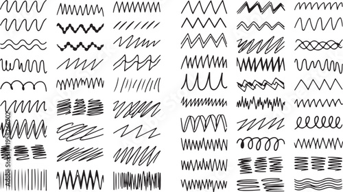 Mega collection of hand drawn doodle line dividers and wavy zigzag borders
