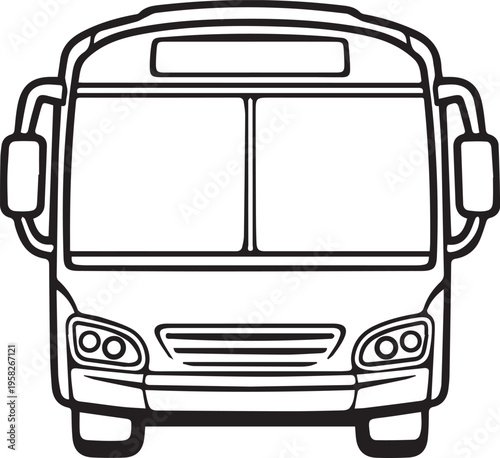 minimalist black and white bus icon isolated on white background