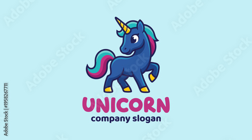A playful illustration of a cheerful unicorn with a colorful mane, embodying charm and whimsy, perfect for a fantasy theme or a fun branding project.