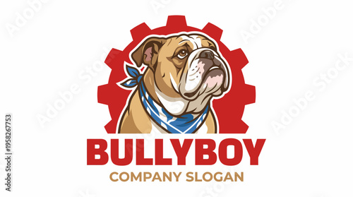 This bold logo features a strong bulldog with a distinctive bandana, embodying loyalty and tenacity, making it perfect for a pet company or brand.