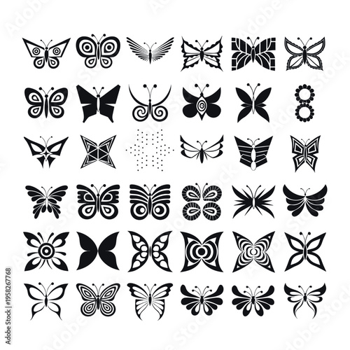 Black and white shield set with decorative vintage vector design elements