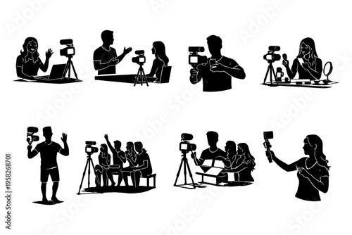 Silhouettes of diverse content creators engaged in various activities.