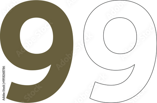Black and brown number nine silhouettes
