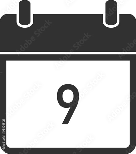 Calendar Icon with Number 9