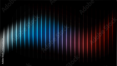 Abstract Glowing Vertical Lines Background with Blue and Red Light Gradient on Dark Black