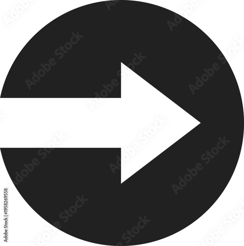 White Arrow in Dark Circle