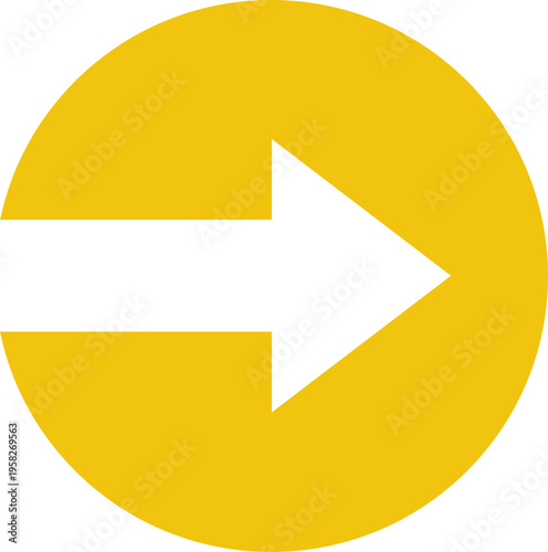 Yellow Circle with White Arrow