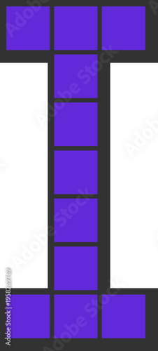 Purple Pixelated Letter I