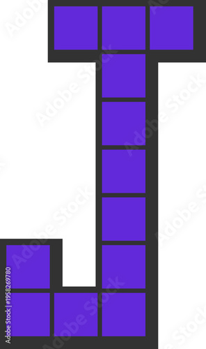 Purple J Letter Pixel Art