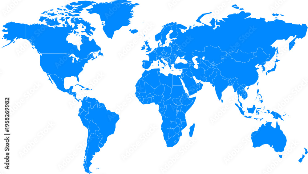 Obraz premium World Map With Country Borders