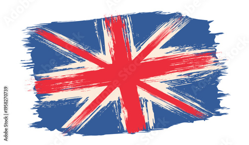 Vector vintage British flag. Drawing flag of UK in grunge style.