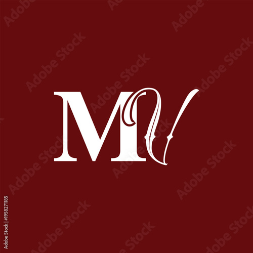 Minimal mv vm Monogram Logo Design, Elegant Initial Letter Logo, Modern Lettermark Branding Template