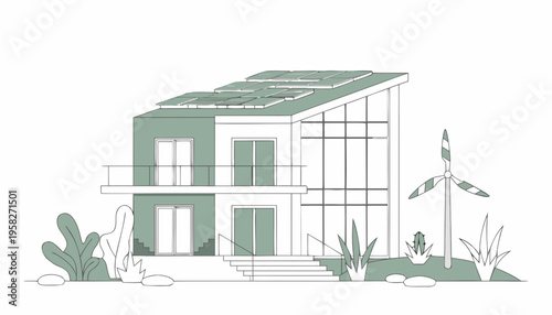 sketch of house with green grass
